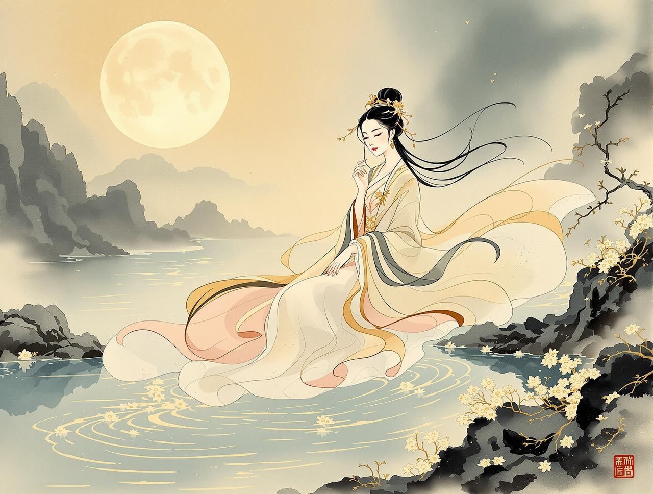 嘿咻漫画品牌形象 - 翩若惊鸿的东方美学,以洛水女神为灵感